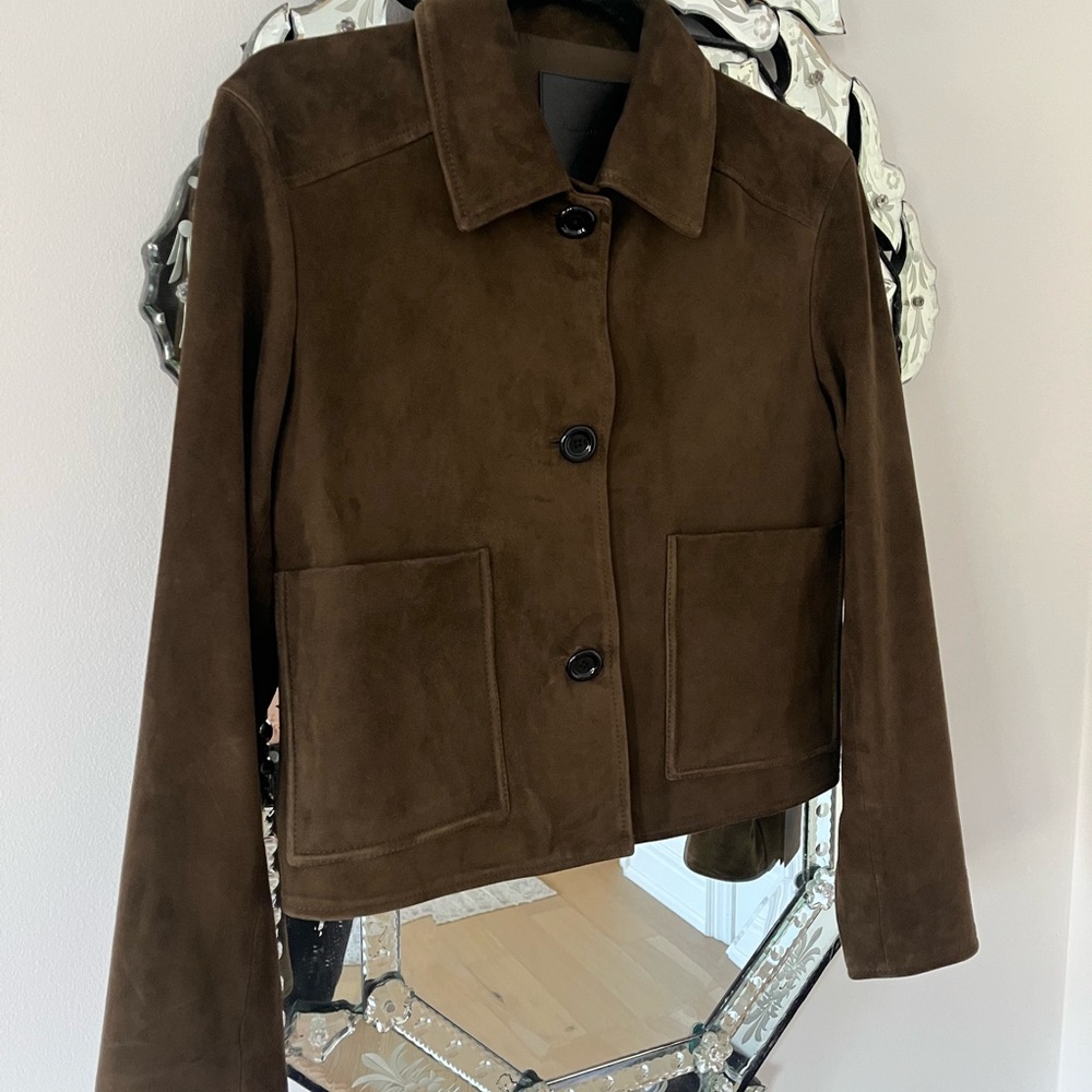 Massimo Dutti Dark Brown Suede Blazer